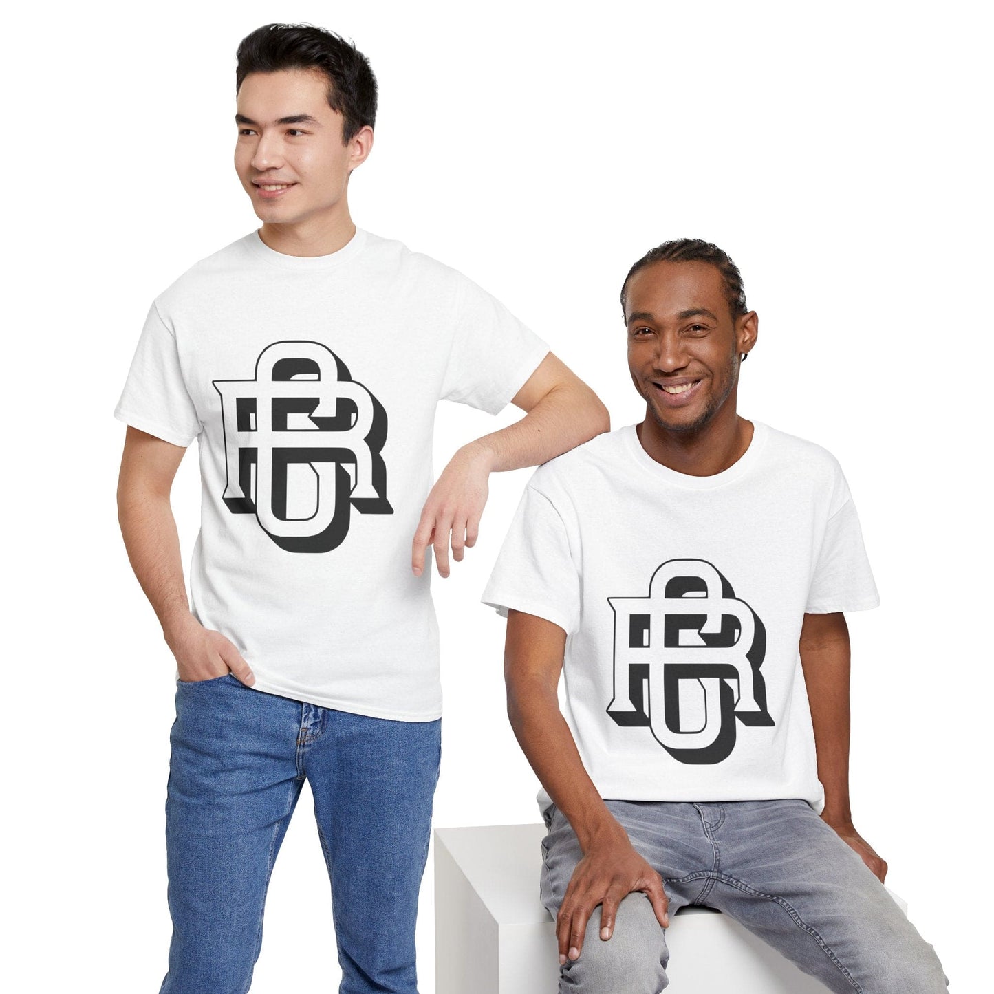 Stylish Unisex Heavy Cotton Tee with Bold Monogram Design, Casual Wear, Graphic Tee, Streetwear Favorite, Gift for Him and Her